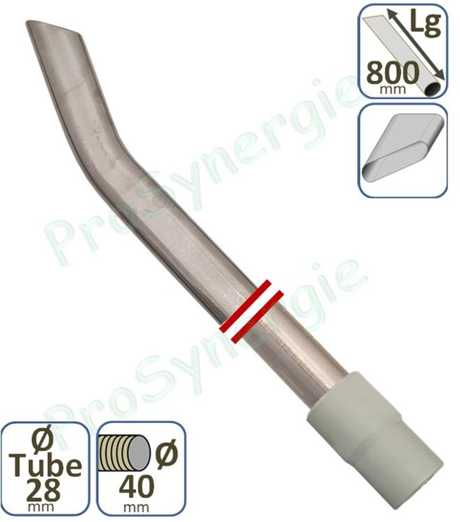 Suceur Aspirateur coudé plat - Longueur  800 mm - Ø 28 mm inox - Pour tuyau Ø 40 mm