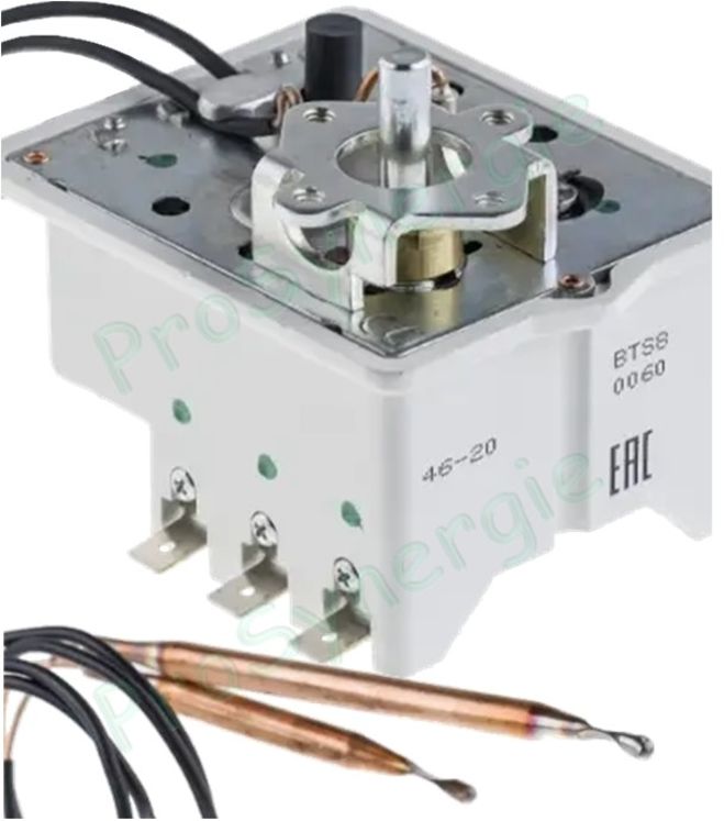Thermostat BTS8 0059 Cotherm à bulbes déportés 30-75°C + sécurité à 98°C triphasé 240V/400V 15/20A