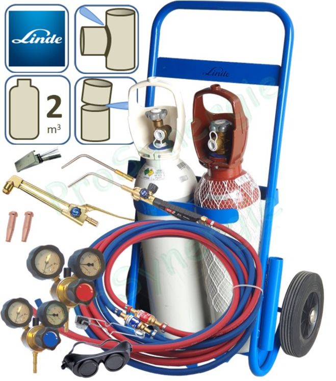 Poste à souder Oxy-Acétylène Mobil´Flam (2,3/1,6 m³) Linde - Soudeur-coupeur X11 avec la lance de coupe