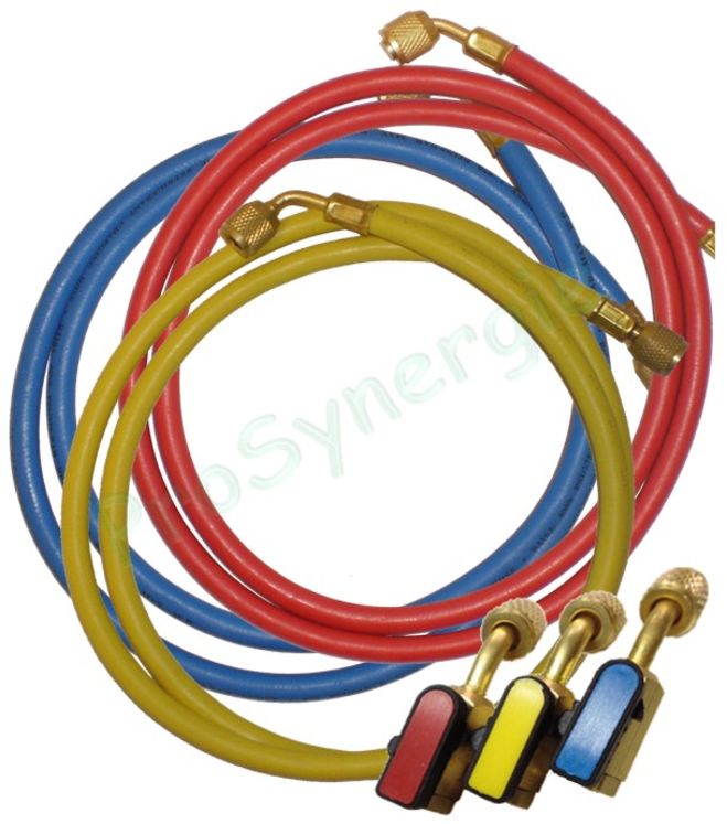 Flexibles de clim rouge bleu jaune avec ou sans vannes de coupure, à l'unité ou en lot