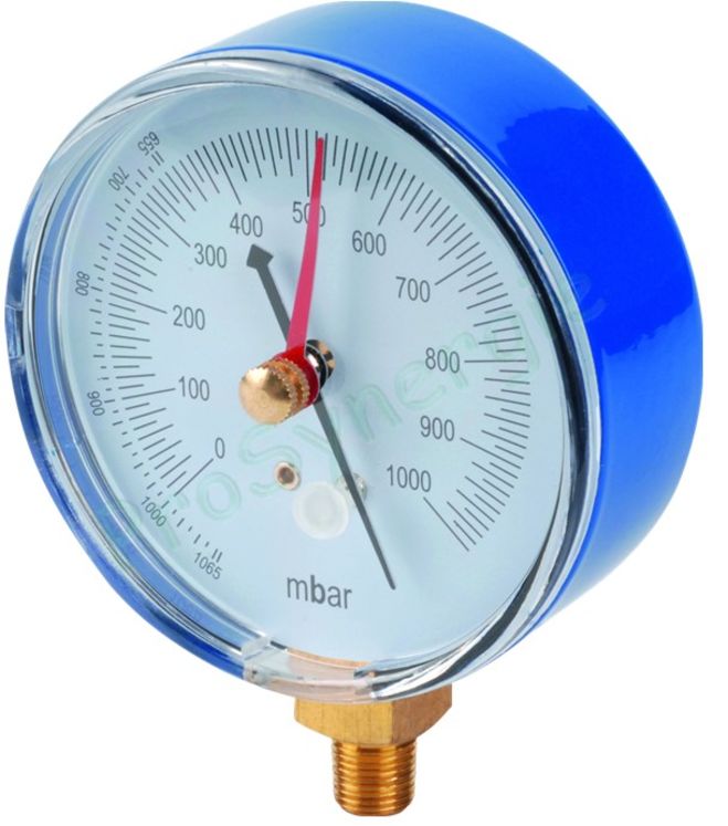 Vacuomètre Ø 80 mm pour vide relatif (1000 à 0mbar) 1/8´´ MPT vertical