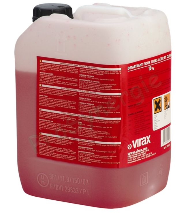 Détartrant Virax chaudière et production d´eau chaude sanitaire (échangeur acier et cuivre) - Bidon de 10 kg