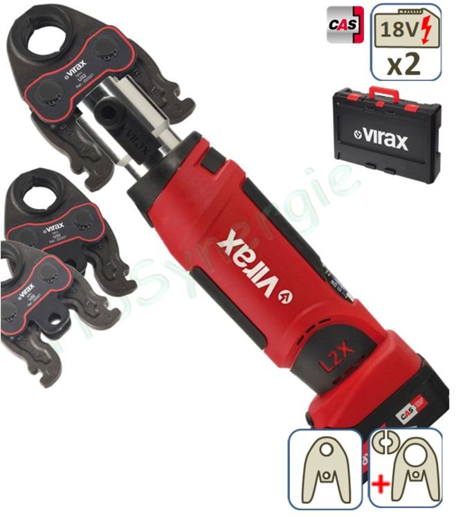 Sertisseuse Viper L2X Virax - Coffret 2 batteries 18V et chargeur avec Minipinces U 16-20-25 - Capacité maxi métal 28 mm et composites 40 mm