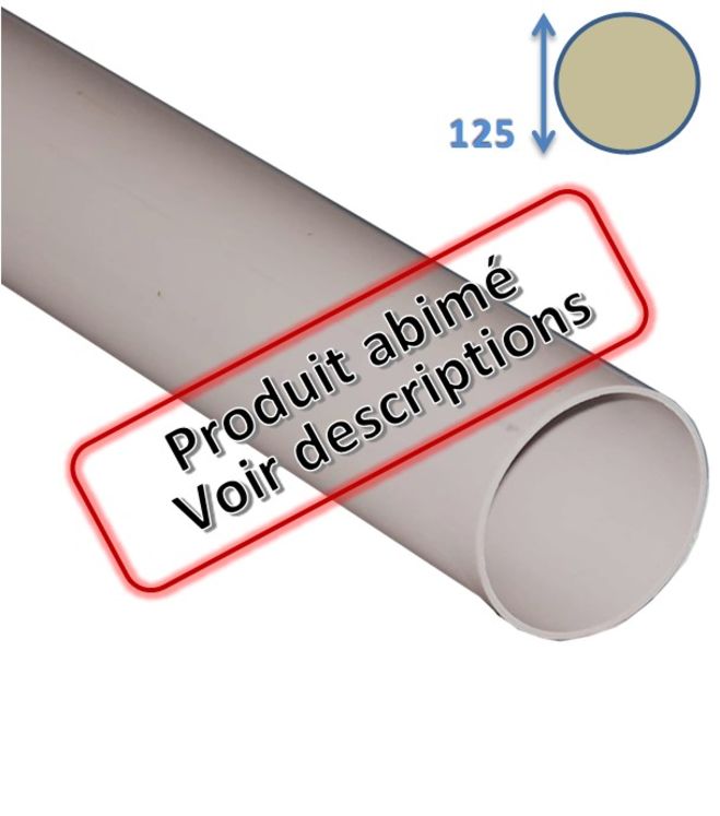 Tuyau PVC Blanc Ø int/ext 121/125 mm (ép.2mm) - Longueur 3 m - Ventilation (VMC) - Destockage