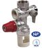 Groupe de sécurité laiton NF vertical ØF 1/2 ou 3/4´´ option siège inox pour chauffe-eau (vanne + clapet + soupape 7 bars)