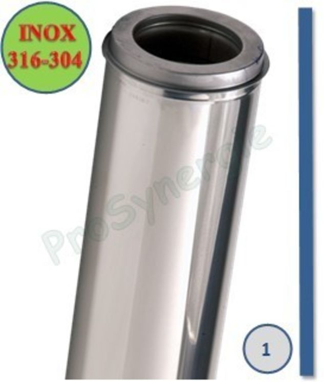 Tuyau Longueur 1 mètre (950 mm utile) Isolé Opsinox Int./Ext. = Inox 316 / 304 - Øint/ext 230/280mm