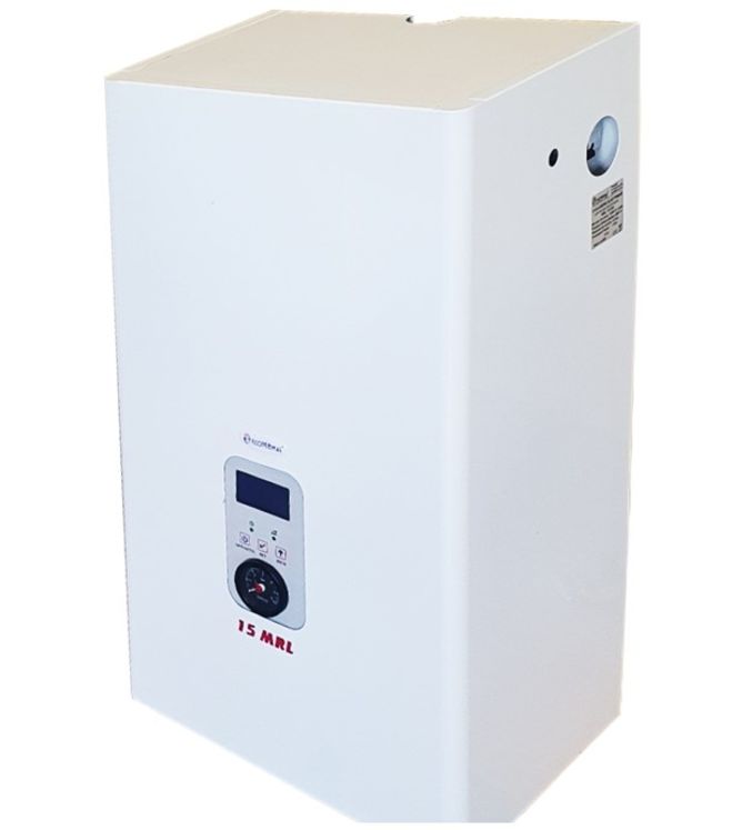 Chaudière électrique (radiateur/plancher chauffant) 15KW 400V (HxLxP= 700x385x260mm) équipé (Vase 6l, pompe, soupape, vannerie, sécurité) raccords Ø1´´ + régulateur électronique climatique