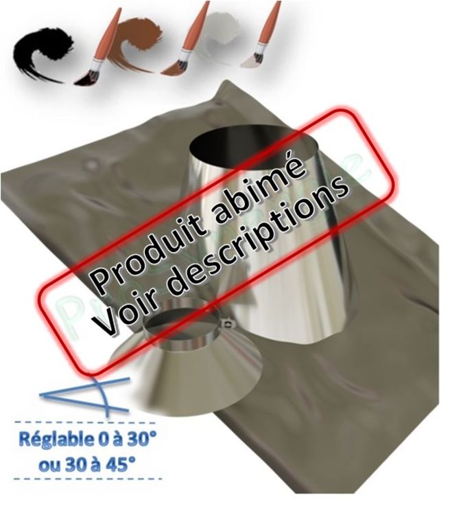 Solin et collet pour conduit de fumée Ø ext 150 mm - Inclinaison de toit 30 à 45° avec bavette plomb -  Destockage