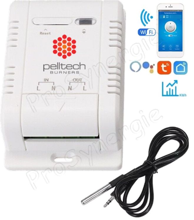 Aquastat commande chaudière connecté (Wifi + RF 433Mhz) + sonde température -50/+125°C - contact sortie 230V 16A