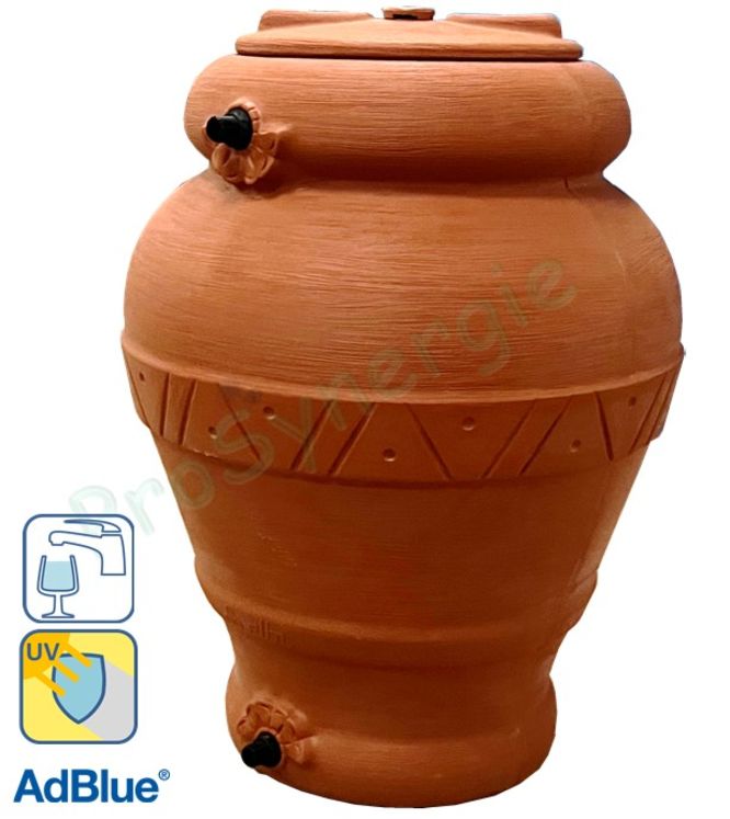 JAR 300 TC C/FORI - Cuve aérienne ronde décorative (eau potable ou récupération d´eau de pluie) 300 litres, HxØ =1080x800 mm, couleur Terre cuite