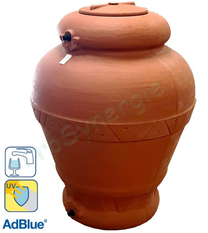 JAR 1000 TC C/FORI - Cuve aérienne ronde décorative (eau potable ou récupération d´eau de pluie) 1 000 litres, HxØ =1600x1190 mm, couleur Terre cuite