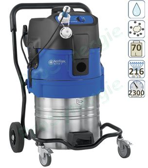 Aspirateur Pompier Attix 751-71 ou 751-61 cuve inox 70L - 230mbar - 3600W - Pompe de refoulement