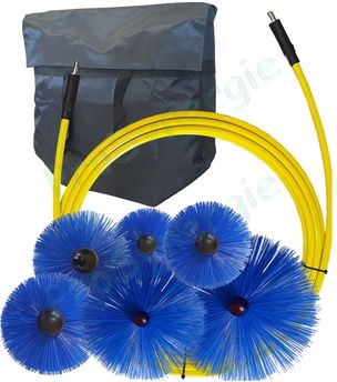 Kit de brossage réseau ventilation comprennant un câble rotatif Ø 14/8 mm + Six brosses Ø 160-200-250-315-355 et 400 mm