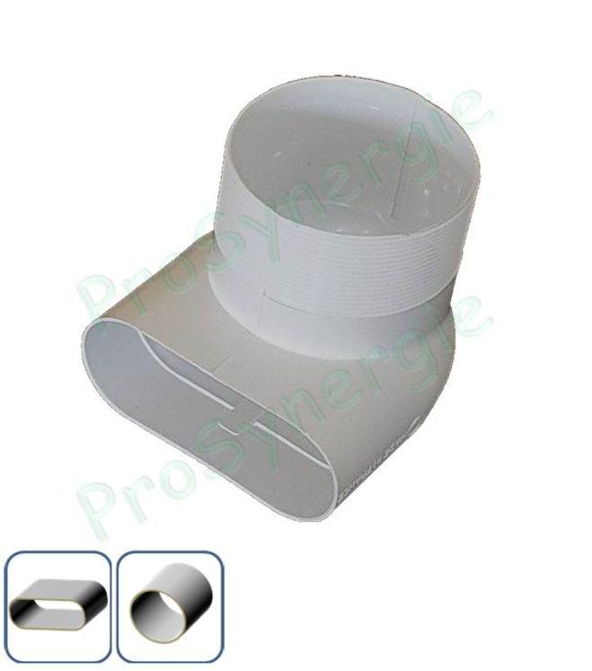 Coude 90° Vertical Mixte pour bouche Minigaine Aldes - Ventilation (VMC) - Section 40 x 100 mm - Circulaire Ø  80 mm