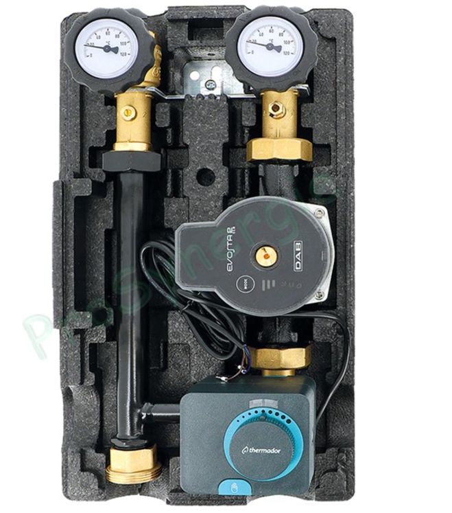 Groupe hydraulique Modulfit Premium - Module de départ chauffage et rafraîchissement - débit 3 m3/h - DN32 - Avec Circulateur, vanne mélangeuse et motorisation - Entraxe 125mm