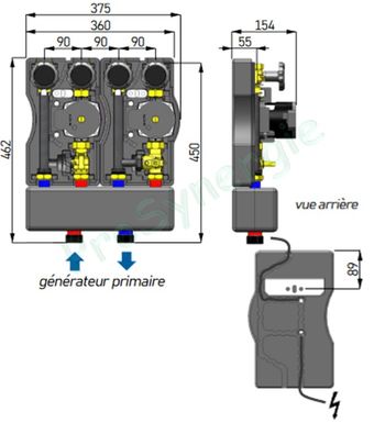 Kit module hydraulique 2 départs (régulé chauffage + constant ECS)