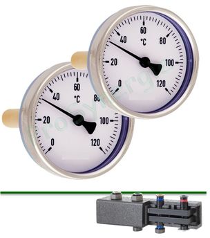 Kit 2 Thermomètres 0-120°C cadrant Ø 50mm sonde axiale ØxL=7x20mm pour Modulift
