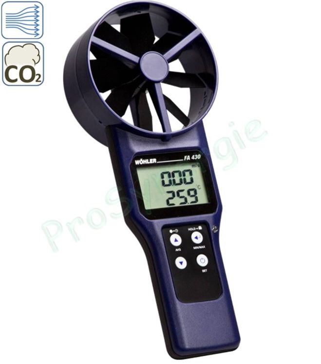 Wöhler FA 430 Thermo-anémomètre à hélice avec mesure de CO2