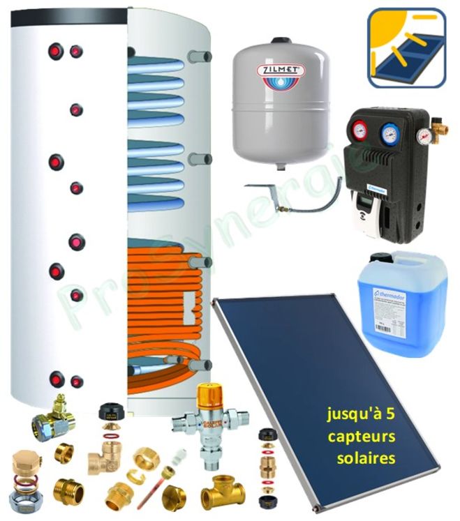 Pack Solaire Complet avec production d´E.C.S semi-instantanée par échangeur à serpentin