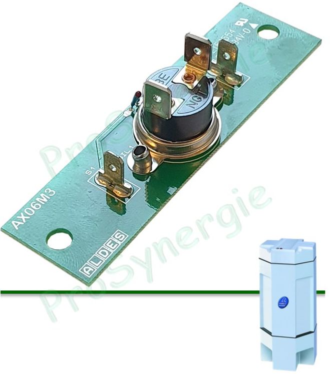 Platine double sécurité thermique (thermostat bimétallique et sonde CTN) + platine de montage 2 moteurs pour aspirateur modèle Aldes Boosty