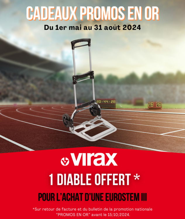 Cadeau Promo en Or Q2 (pour un achat du 01/05/24 au 31/08/24) - 1 Diable pour Virabox OFFERT - Conditions sur www.elitevirax.com