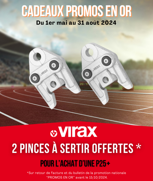 Cadeau Promo en Or Q2 (pour un achat du 01/05/24 au 31/08/24) - 2 pinces à sertir OFFERTES - Conditions sur www.elitevirax.com