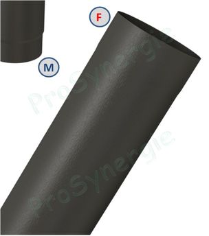 Tuyau de poêle (mâle rétreint) acier émaillé 1mm noir mat Ø 100 à 180mm longueur 1m / 50cm / 25cm