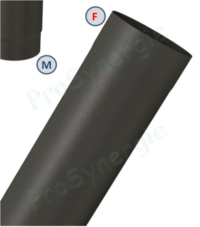 Tuyau de poêle (mâle rétreint) acier émaillé 1mm noir mat Ø 100 à 180mm longueur 1m / 50cm / 25cm