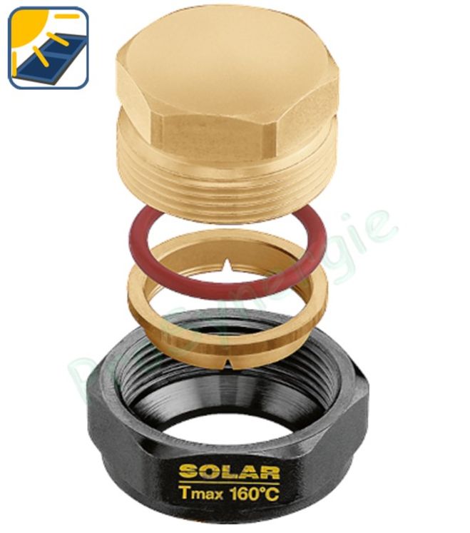 Bouchon 3/4" M pour tube cuivre recuit ou écroui, laiton, acier doux et inox Ø 22 mm pour installation solaire