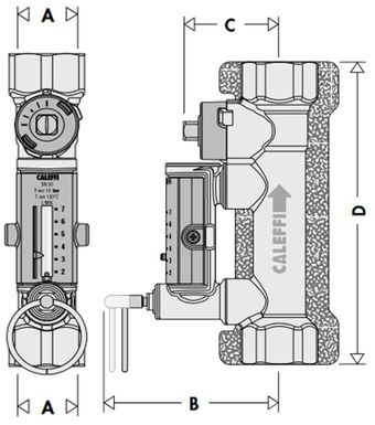 Vanne d´équilibrage 258 (HT° solaire) - Kvs 2,5 m3/h réglage manuel (lecture directe du débit de 3 à 10 l/mn) - Ø 3/4´´