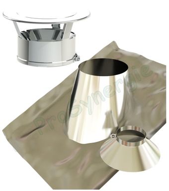 Kit S/Rampant - Conduit cheminée Isolé (Duoten) hauteur utile 1,4 mètres Int./Ext. = Inox 304 / (I 304 ou Galva) - Øint/ext 80/130mm