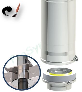 Kit S/Rampant - Conduit cheminée Isolé (Duoten) hauteur utile 1,4 mètres Int./Ext. = Inox 304 / (I 304 ou Galva) - Øint/ext 80/130mm