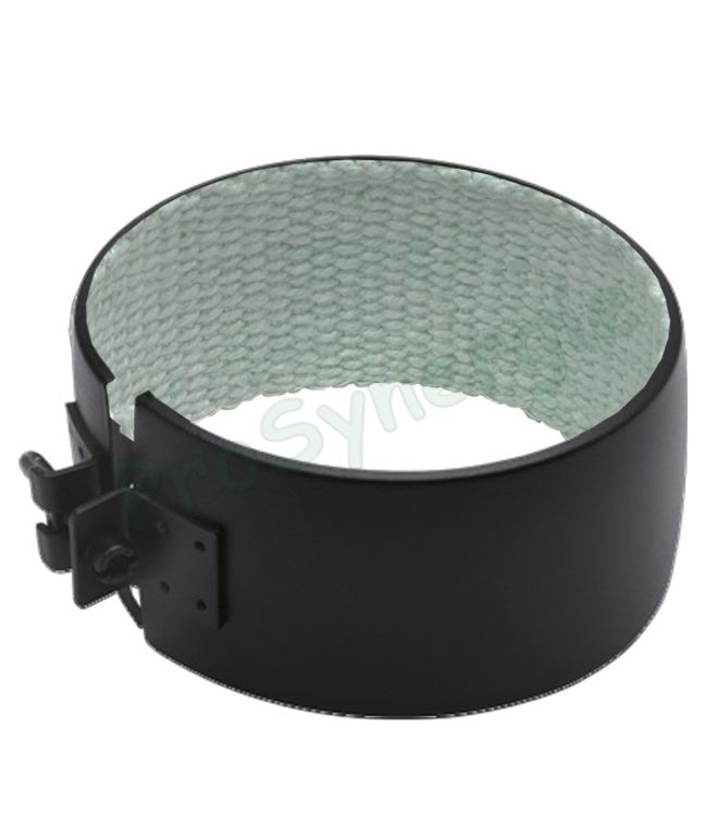 Bague décorative Inox laqué noire RAL9005 large (65mm) et bombée (+ isolant) pour masquer l´emboitement du conduit de fumée Ø 153 mm
