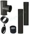 Kit raccordement Email Noir Mat télescopique (hauteur réglable de 1.28 à 2.04 mètres) dessus de poêle Ø 153 mm sur conduit existant plafond avec limiteur de tirage