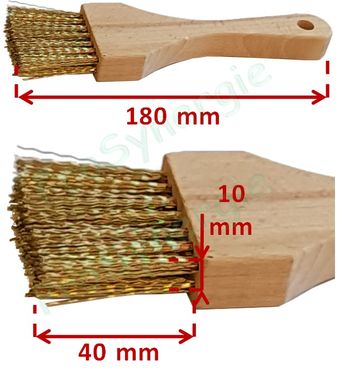 Pinceau queue de morue laiton - Longueur 180 mm - Brosse 40 x 10 mm