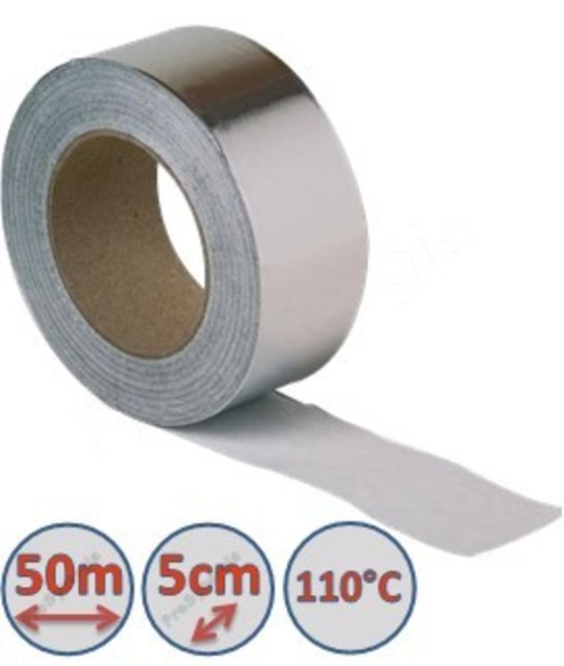 Bande adhésive aluminium M1 30µ largeur 50mm en rouleau de 45 mètres