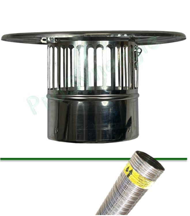 Chapeau plat anti-volatile Ecoten pour conduit de fumée flexible Ø  int.  100 mm, finition Non peint