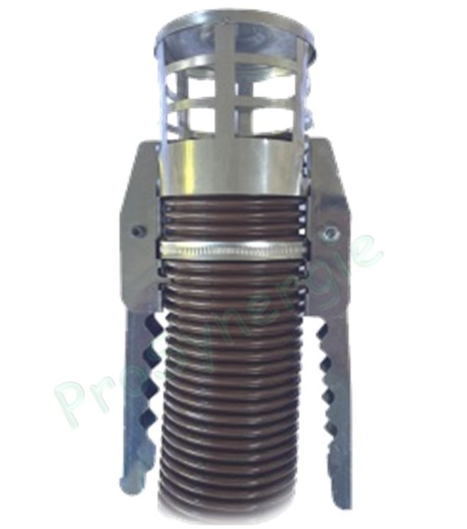 Terminal grappin Inox avec pattes télescopiques pour conduit PVDF Technaflon Ø 80 mm