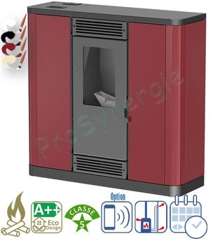 AURORA SLIM - Poêle à pellet 11 kW, Classe A++, rendement 93%, étanche, ventilé et Canalisable, HxLxP = 940x960x350, chauffage domestique jusqu´à 220 m3, Sortie de fumées Ø80