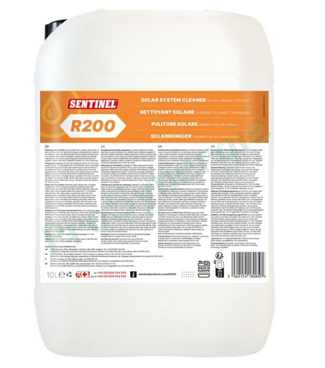 R200 - Nettoyant (boues et goudrons) prêt à l´emploi pour circuit solaire en bidon de 10 ou 20 litres