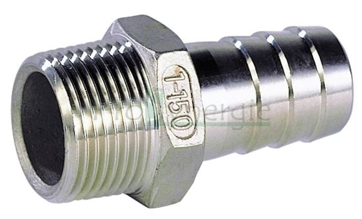 Raccord Inox 316 Tétine série 2035 - Ø M 1/2´´ pour tuyau Øint 14mm