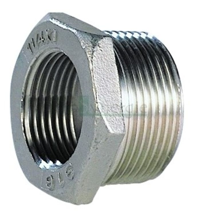 Réduction hexagonale Inox 316 - ØMF 1´´1/2 - 1´´1/4