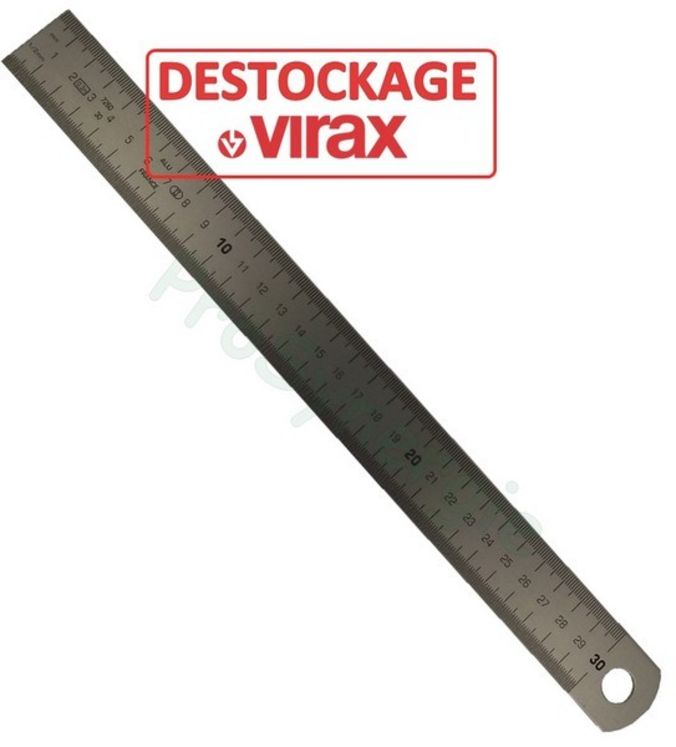 Déstockage - Réglet métallique souple long x larg x ép 300x30x1,2 mm gradué sur 2 faces