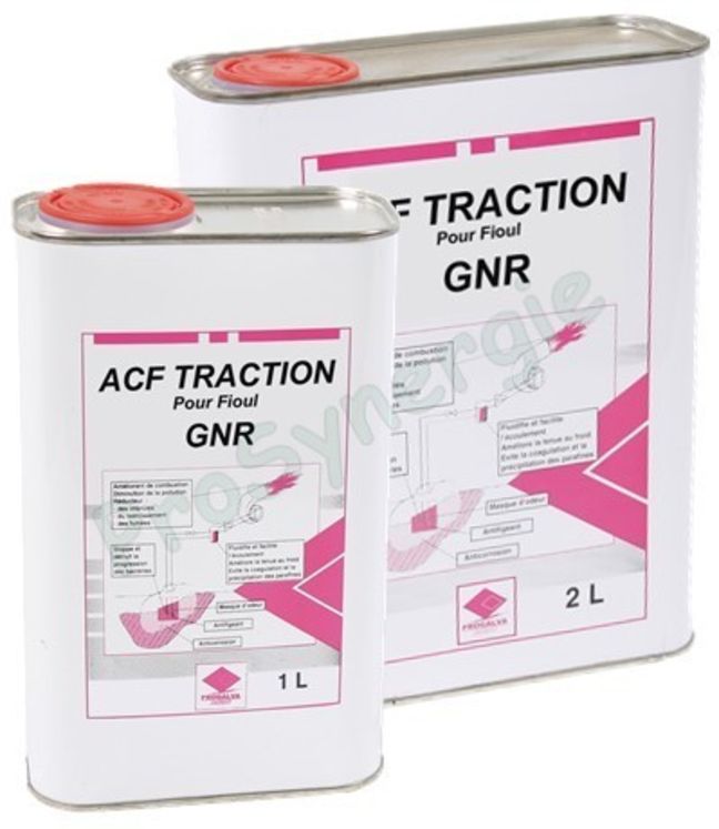ACF Traction - Bidon de produit organiques (additif dosage 1 litre/m³) de traitement des fioul domestique ou GNR