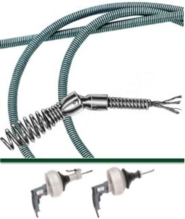 Câble déboucheur Ø 8 mm avec vrille articulée - 7,5 m - pour Val 35 et 35E - adaptable pour Val80 et 80E et Val 90