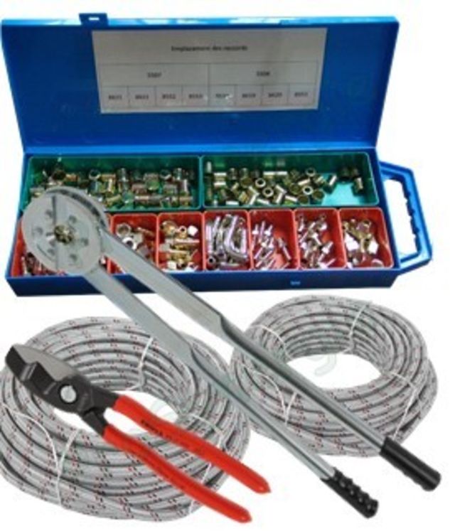 Kit 2 bobines 25m flexibles fioul Øint 6 et 8mm + mallette de 70 raccords à sertir - avec 2 outils : pinces à sertir et pince coupante