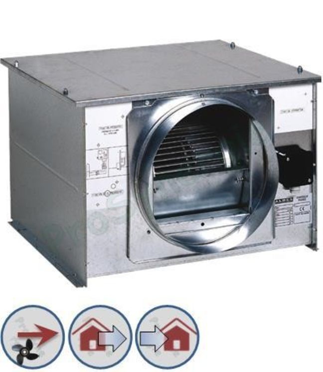 Caisson d´insufflation et d´extraction VEKITA +  450 isolé - DIM - Ht 267 x lg 360 x L(avec buses) 495 mm