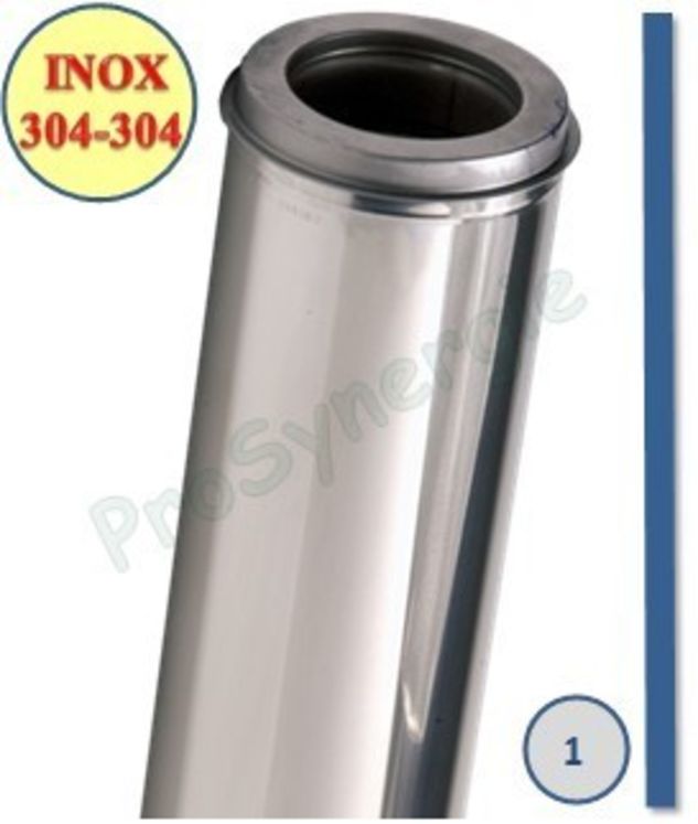 Tuyau Longueur 1 mètre (950 mm utile) Isolé Opsinox Int./Ext. = Inox 304 / 304 - Øint/ext 250/300mm