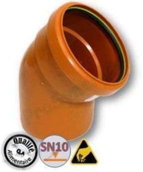 Coude 45° Polypropylène Qa Mâle/Femelle à joint serti Øext. 200mm (alimentaire) puits canadien