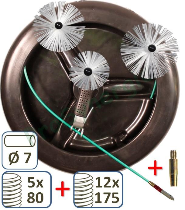 FLEXONET 15/7 - 15 m - Enrouleur et Fibre de ramonage Ø 7mm (inclus hérissons PVC de Ø 80/110/125 mm)
